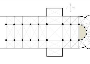 Ábside 10 Representación esquemática del plano de una catedral. El ábside es el área coloreada.